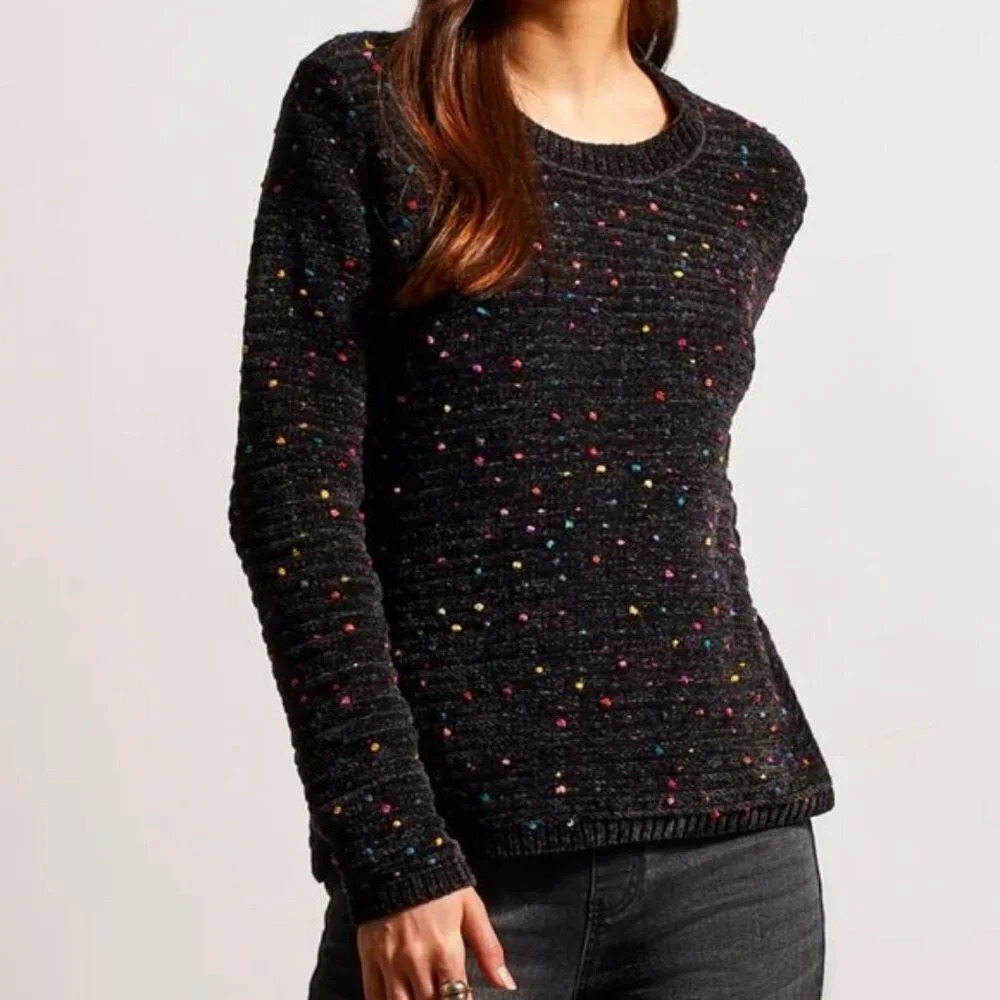 Tribal Jeans Textured Knit Crewneck Sweater Off White Women's 3X